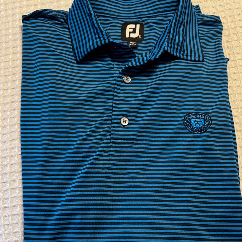 FootJoy Black and Blue Striped Polo Shirt